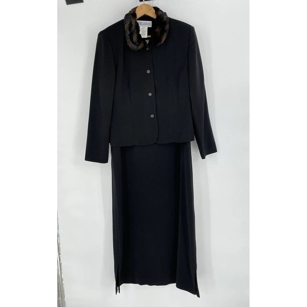 JESSICA HOWARD Size 12 Full‎ Length Black  Dress & Jacket Animal Print Collar